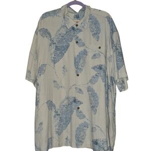 Tommy Bahama Men's Short Sleeve Silk Tropical Ivory Blue Shirt Size‎ XXL EUC